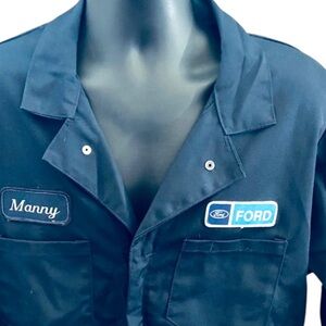 Vintage 1970s Ford Motor Company Navy Blue Mechanic Coveralls from Perfe…